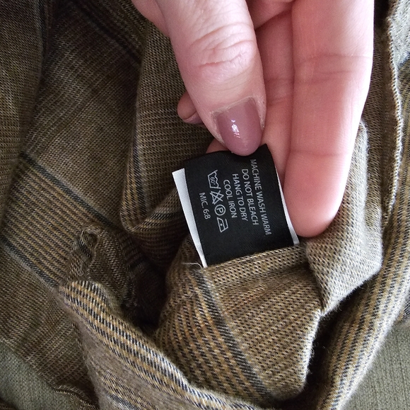 Sharkskin Over-Check Plaid Sport Shirt in Sand by Calder Carmel - Picture 2 of 5